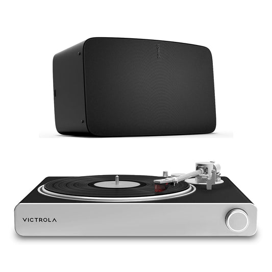Stream Carbon Turntable with Sonos Five Wireless Speaker for Streaming Music (Black)