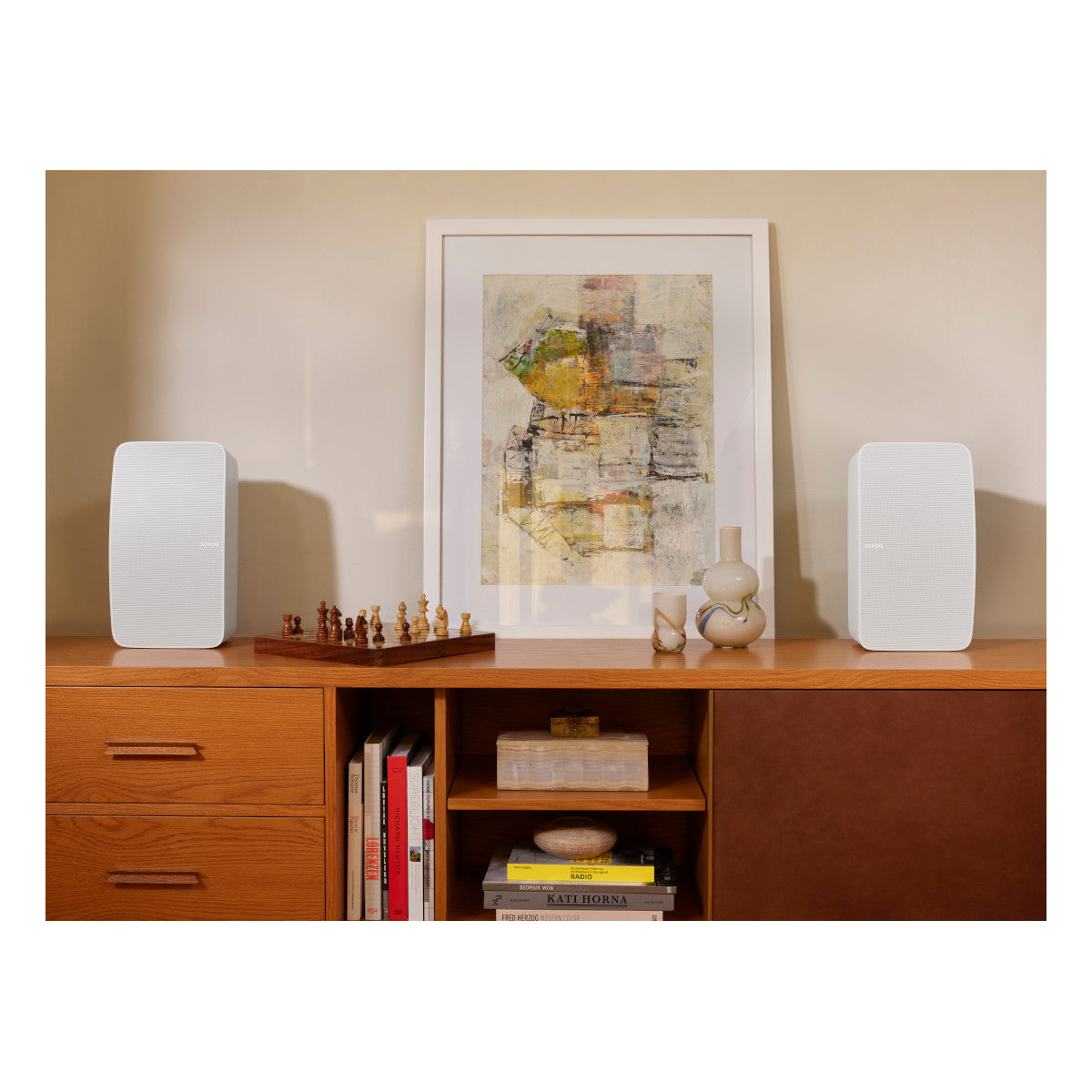 Stream Carbon Turntable with Pair of Sonos Five Wireless Speaker for Streaming Music (White)