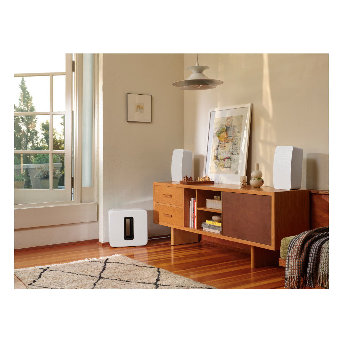Stream Carbon Turntable with Pair of Sonos Five Wireless Speaker for Streaming Music (White)