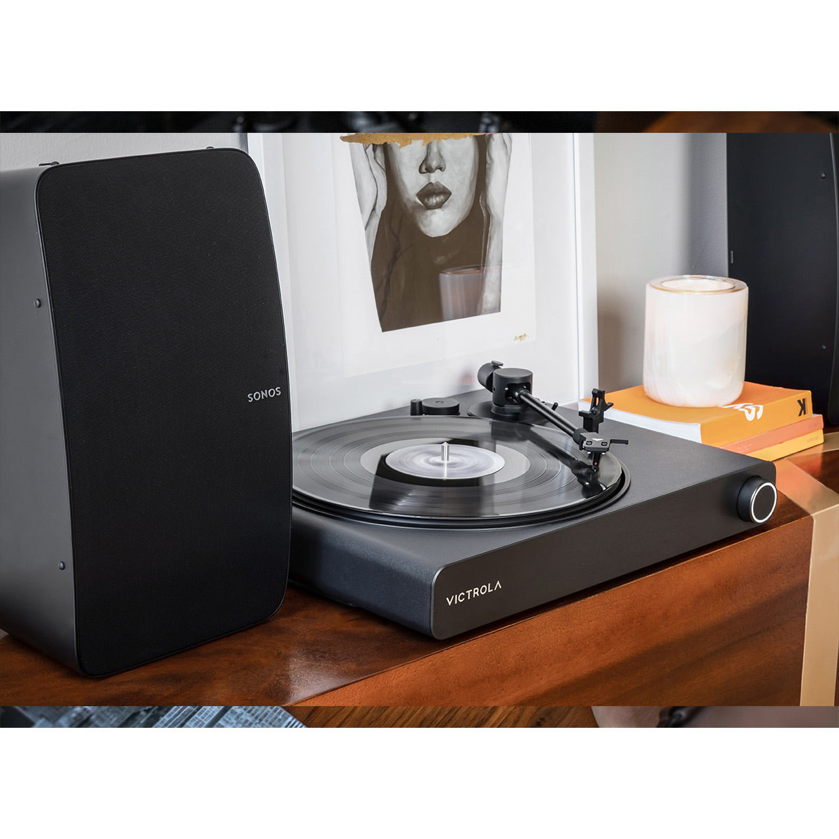 Stream Onyx Works with Sonos Wireless Turntable with Sonos Five Wireless Speaker for Streaming Music (Black)