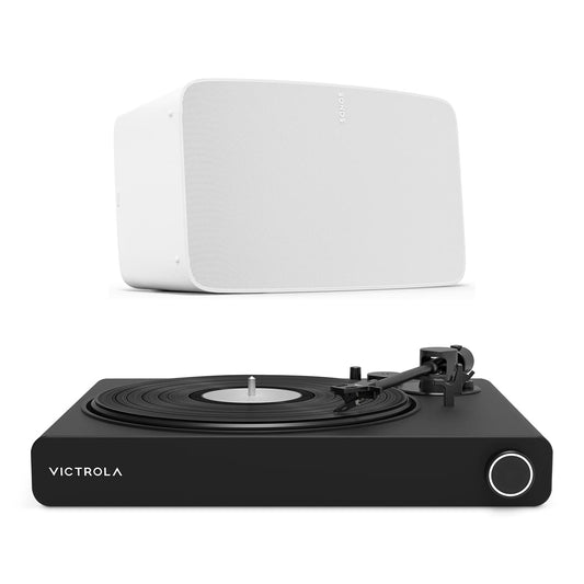Stream Onyx Works with Sonos Wireless Turntable with Sonos Five Wireless Speaker for Streaming Music (White)