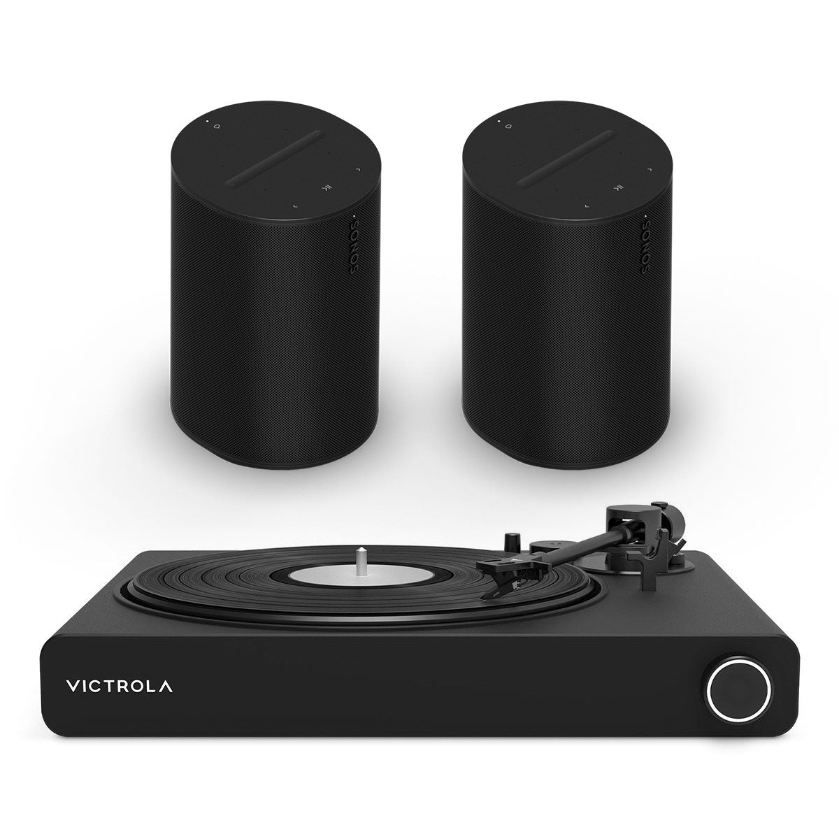 Stream Onyx Works with Sonos Wireless Turntable with Pair of Sonos Era 100 Wireless Smart Speaker (Black)
