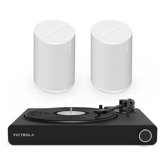 Stream Onyx Works with Sonos Wireless Turntable with Pair of Sonos Era 100 Wireless Smart Speaker (White)