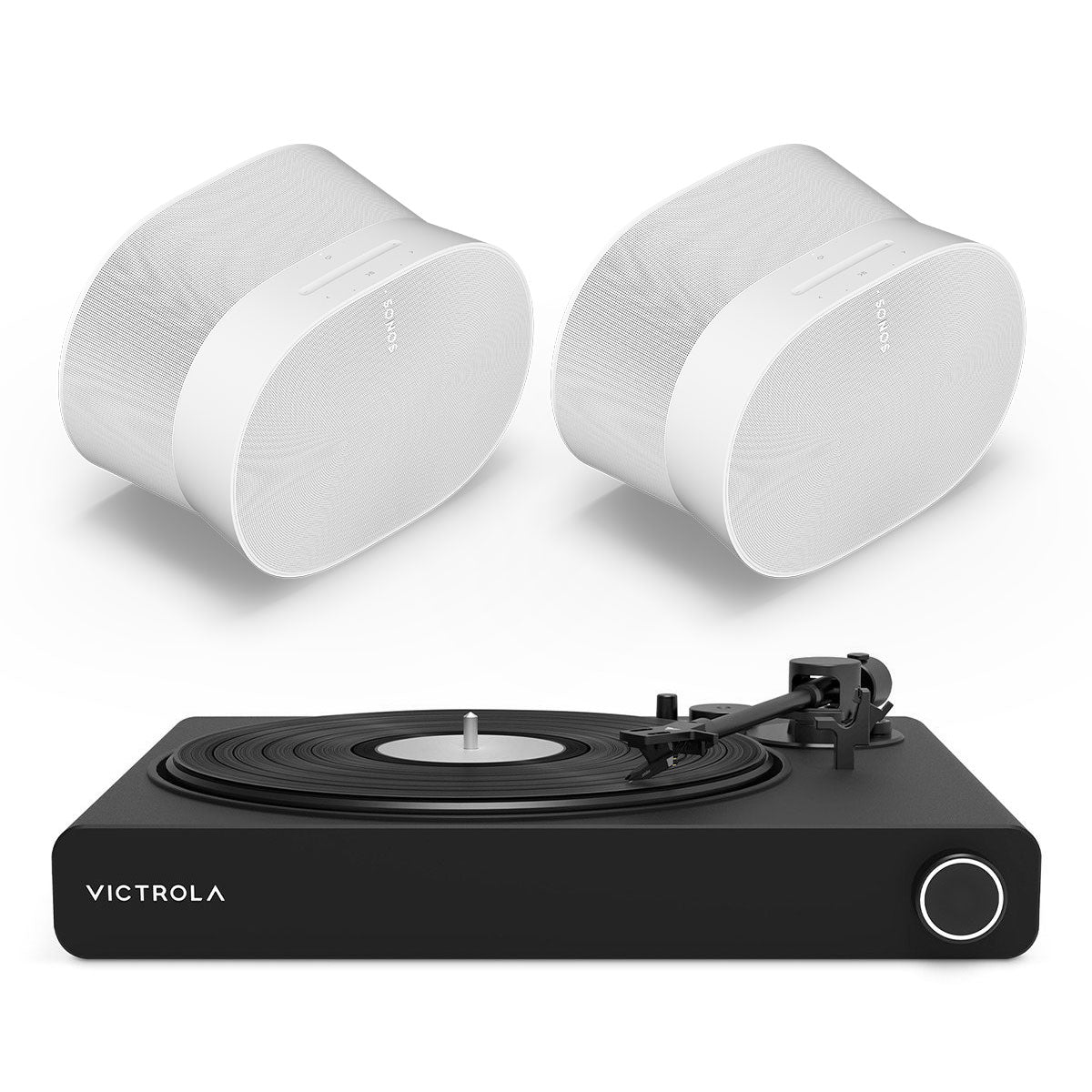 Stream Onyx Works with Sonos Wireless Turntable with Pair of Sonos Era 300 Wireless Smart Speaker (White)