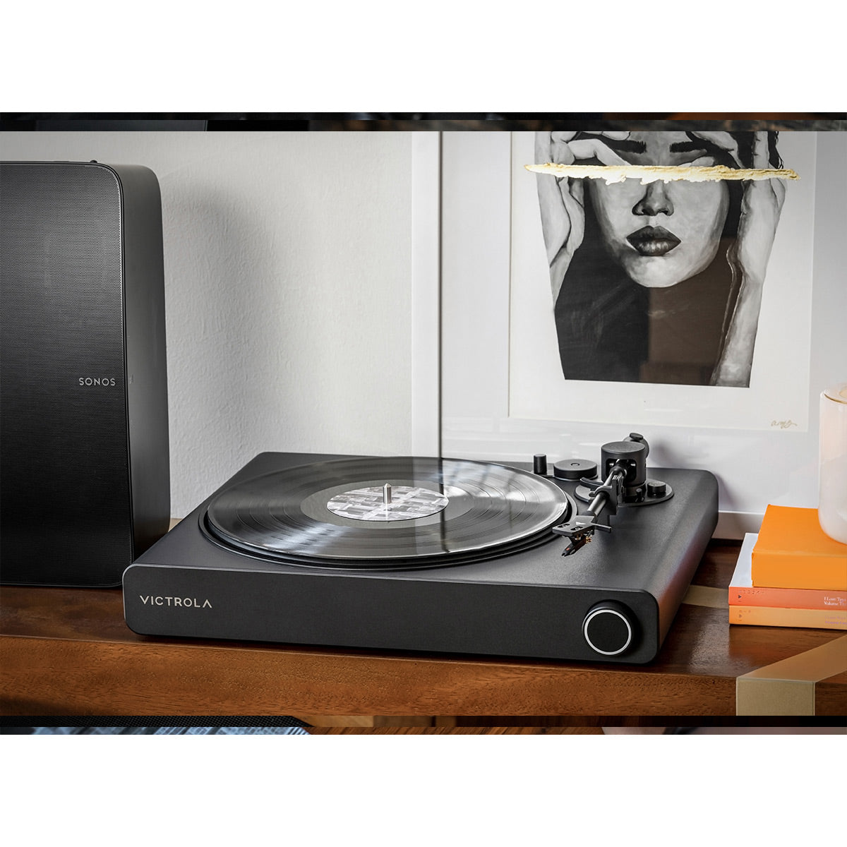 Stream Onyx Works with Sonos Wireless Turntable with Pair of Sonos Era 300 Wireless Smart Speaker (White)