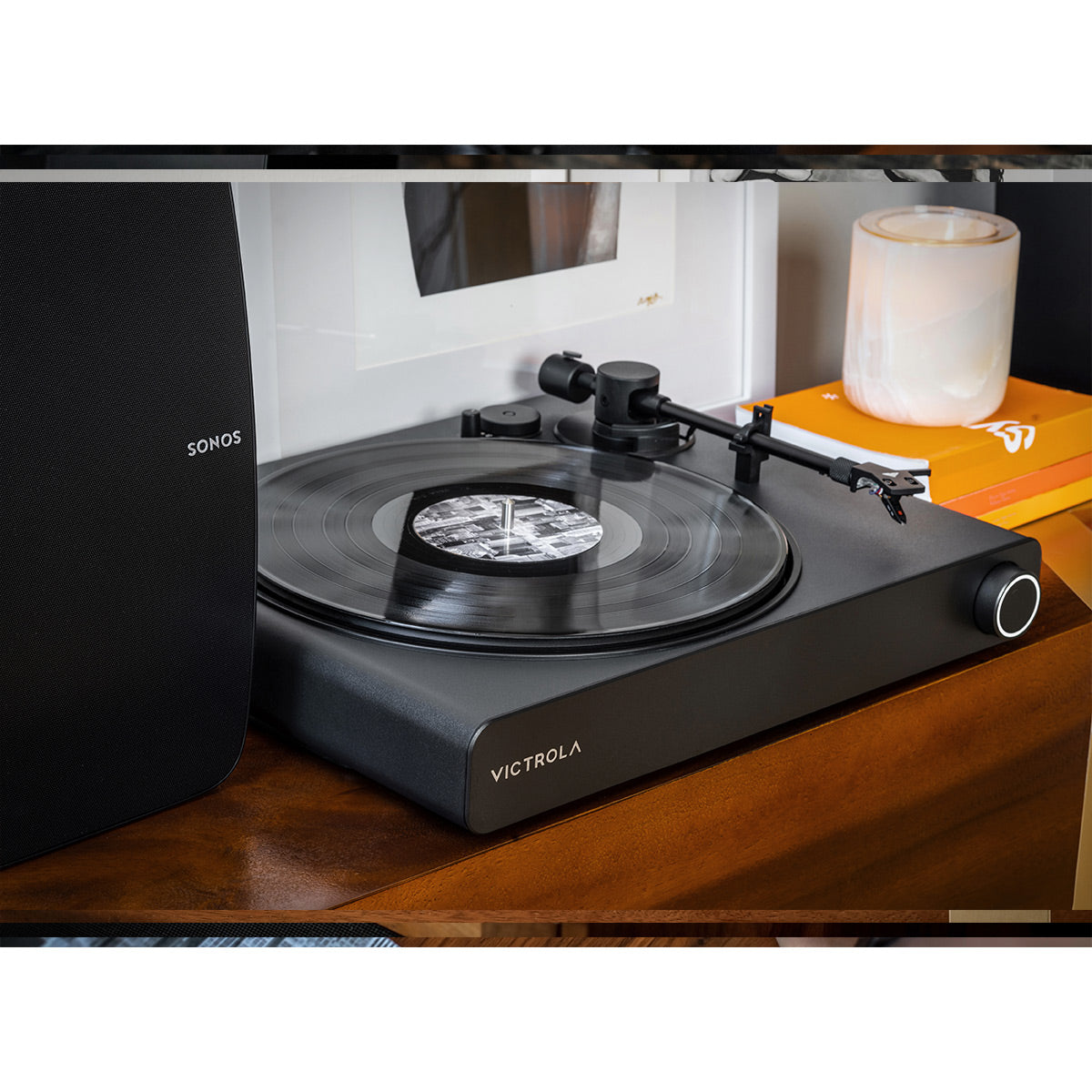 Stream Onyx Works with Sonos Wireless Turntable with Pair of Sonos Era 300 Wireless Smart Speaker (White)