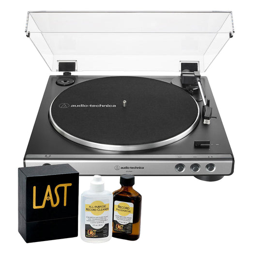 AudioTechnica AT-LP60X-GM Fully Automatic Belt-Drive Stereo Turntable (Gunmetal/Black) with Heritage Record Preservative & Cleaning Kit