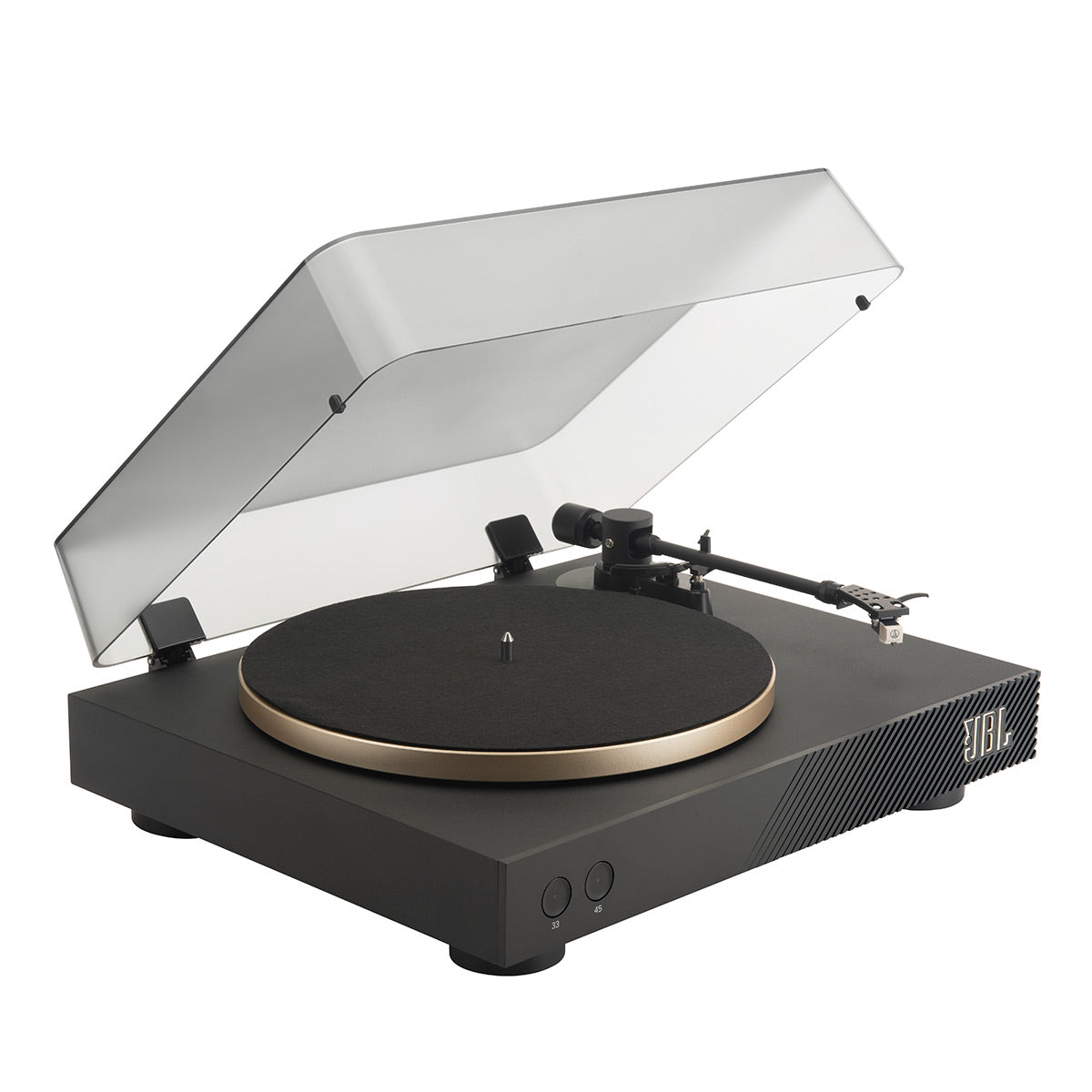 JBLSpinner BT Semi-Automatic Belt-Drive Turntable with Bluetooth 5.3 and Installed Audio Technica Cartridge (Black & Gold)