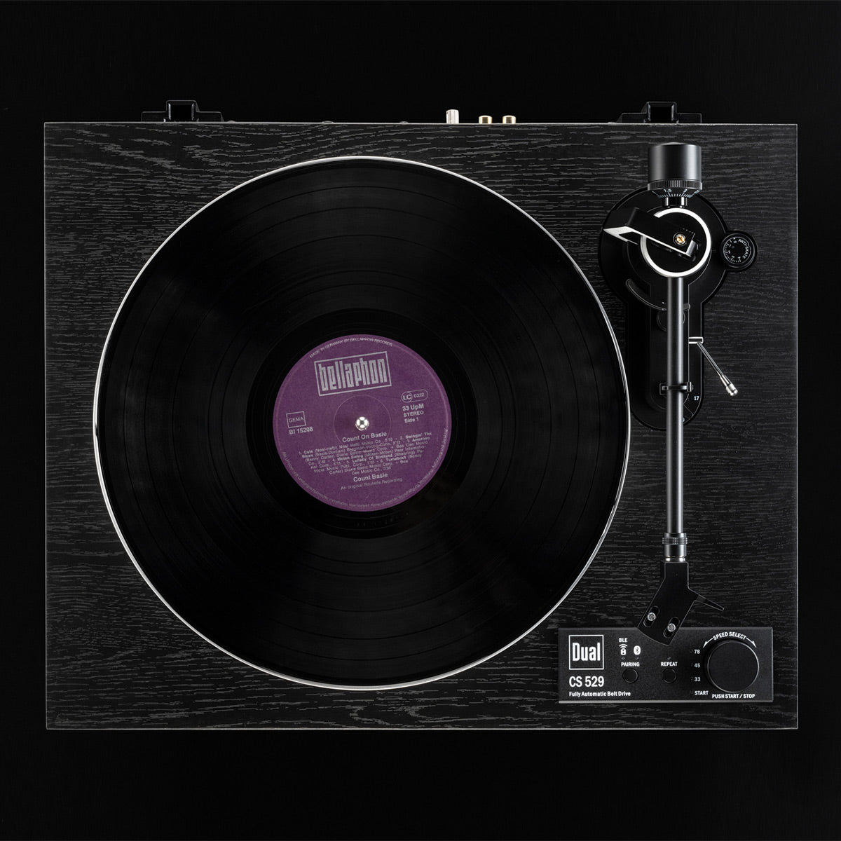 CS 529 Fully Automatic 3-Speed Turntable with Bluetooth (Black Veneer)