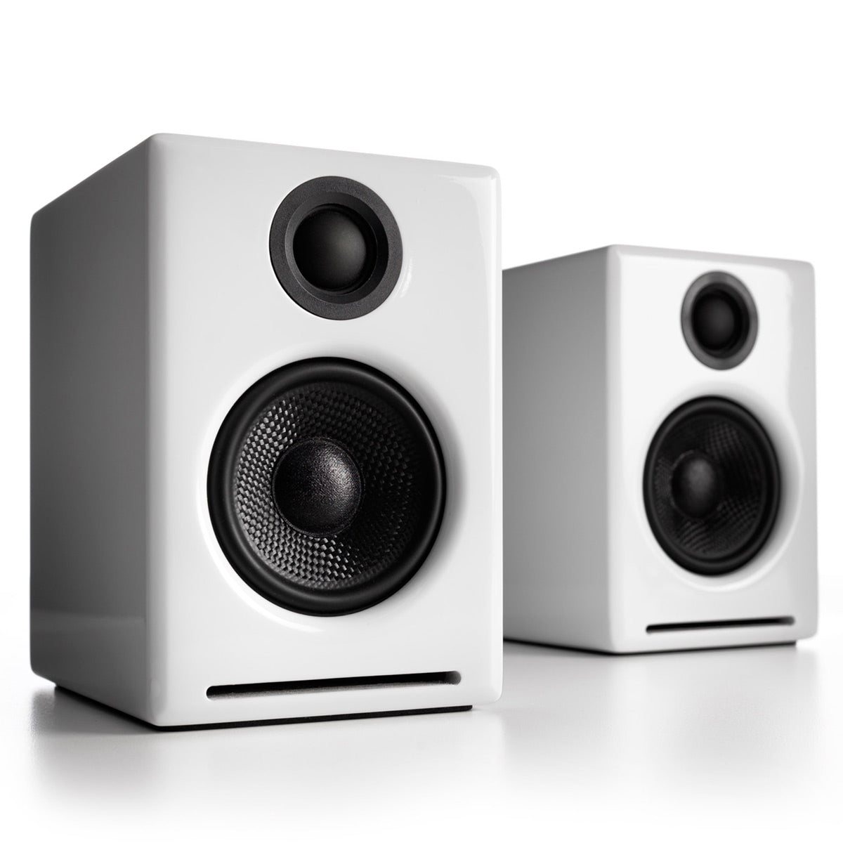 AudioTechnica AT-LP60X-GM Fully Automatic Belt-Drive Stereo Turntable (Gunmetal) with Audioengine A2+ Premium Powered Wireless Desktop Speakers - Pair (White)