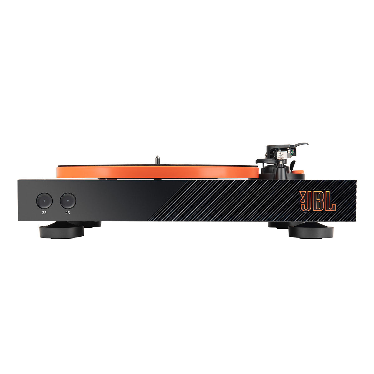 JBLSpinner BT Semi-Automatic Bluetooth Turntable (Black/Orange) with Charge 5 Portable Bluetooth Speaker (Black)