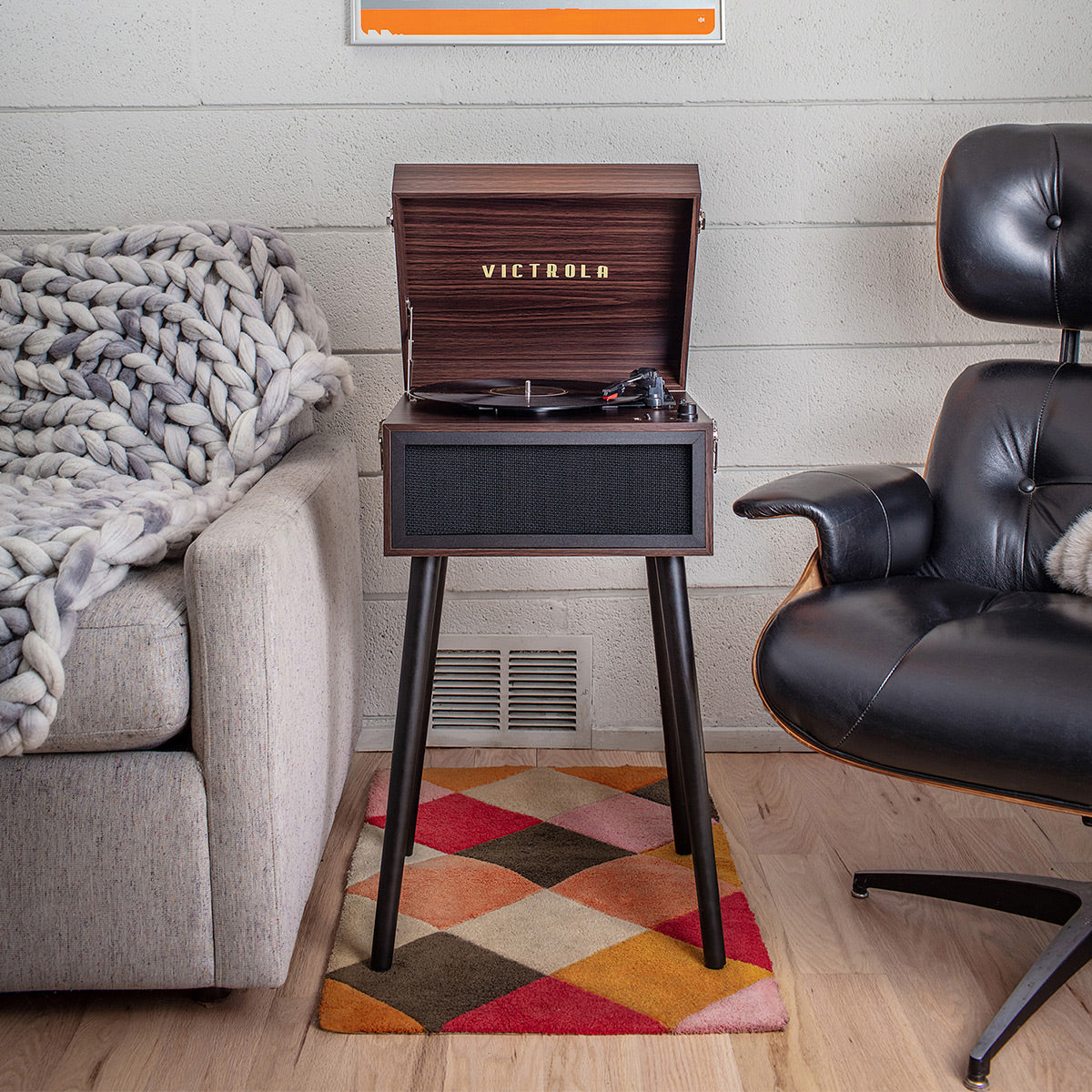 Liberty Bluetooth Record Player Stand with 3-Speed Turntable (Espresso)