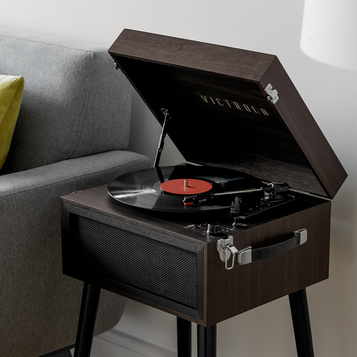 Liberty Bluetooth Record Player Stand with 3-Speed Turntable (Espresso)