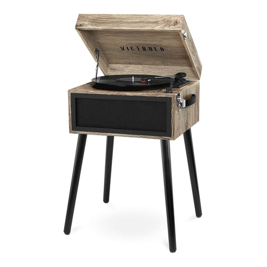 Liberty Bluetooth Record Player Stand with 3-Speed Turntable (Farmhouse Oatmeal)