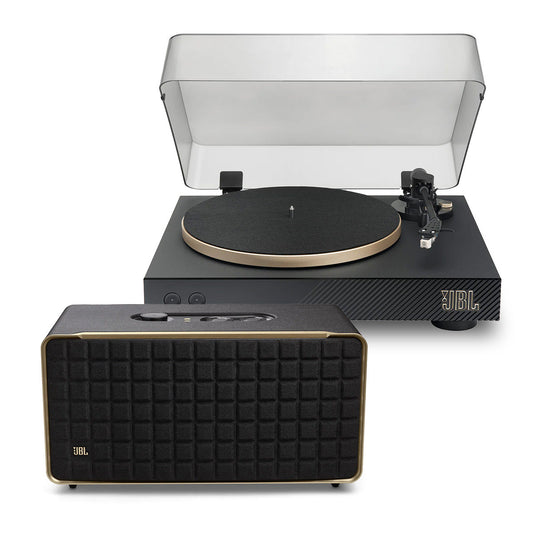 JBLSpinner BT Semi-Automatic Bluetooth Turntable with Authentics 500 Wireless Bluetooth Speaker (Black/Gold)