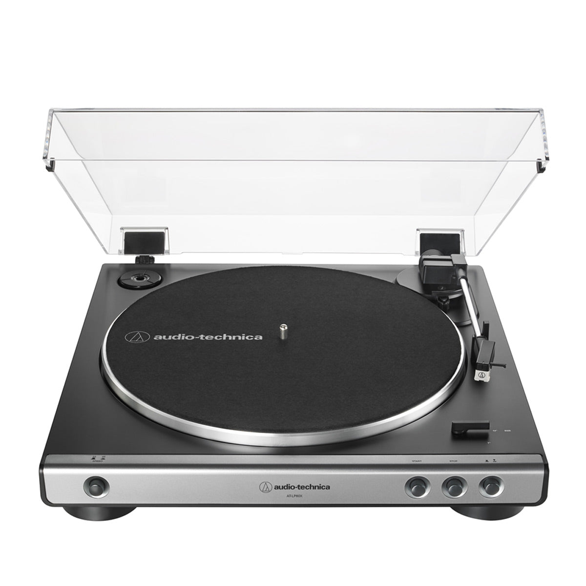 AudioTechnica AT-LP60X-GM Fully Automatic Belt-Drive Stereo Turntable (Gunmetal) with Audioengine A2+ Premium Powered Wireless Desktop Speakers - Pair (White)